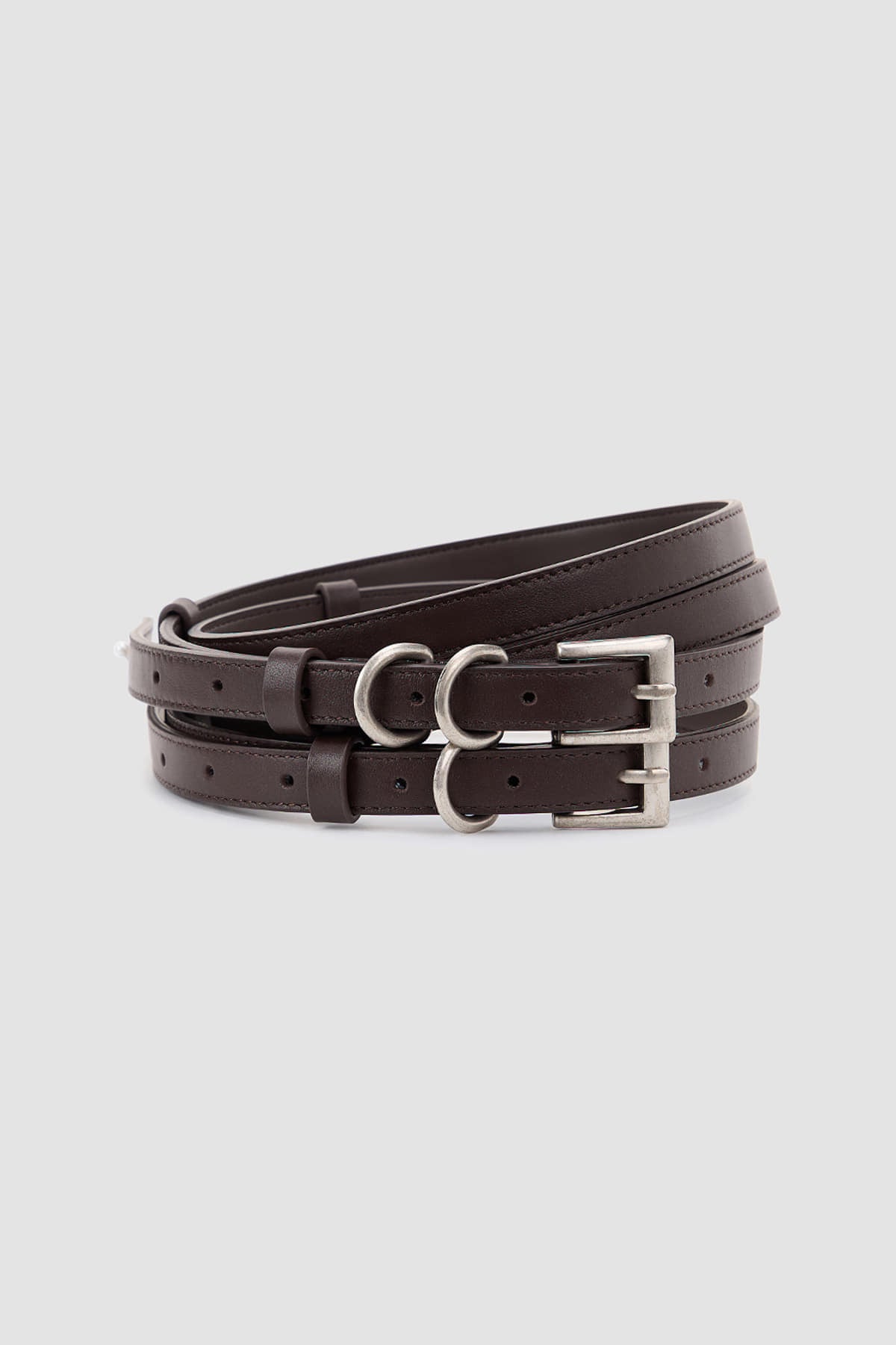 Matinkim Double Strap Leather Belt IN Brown