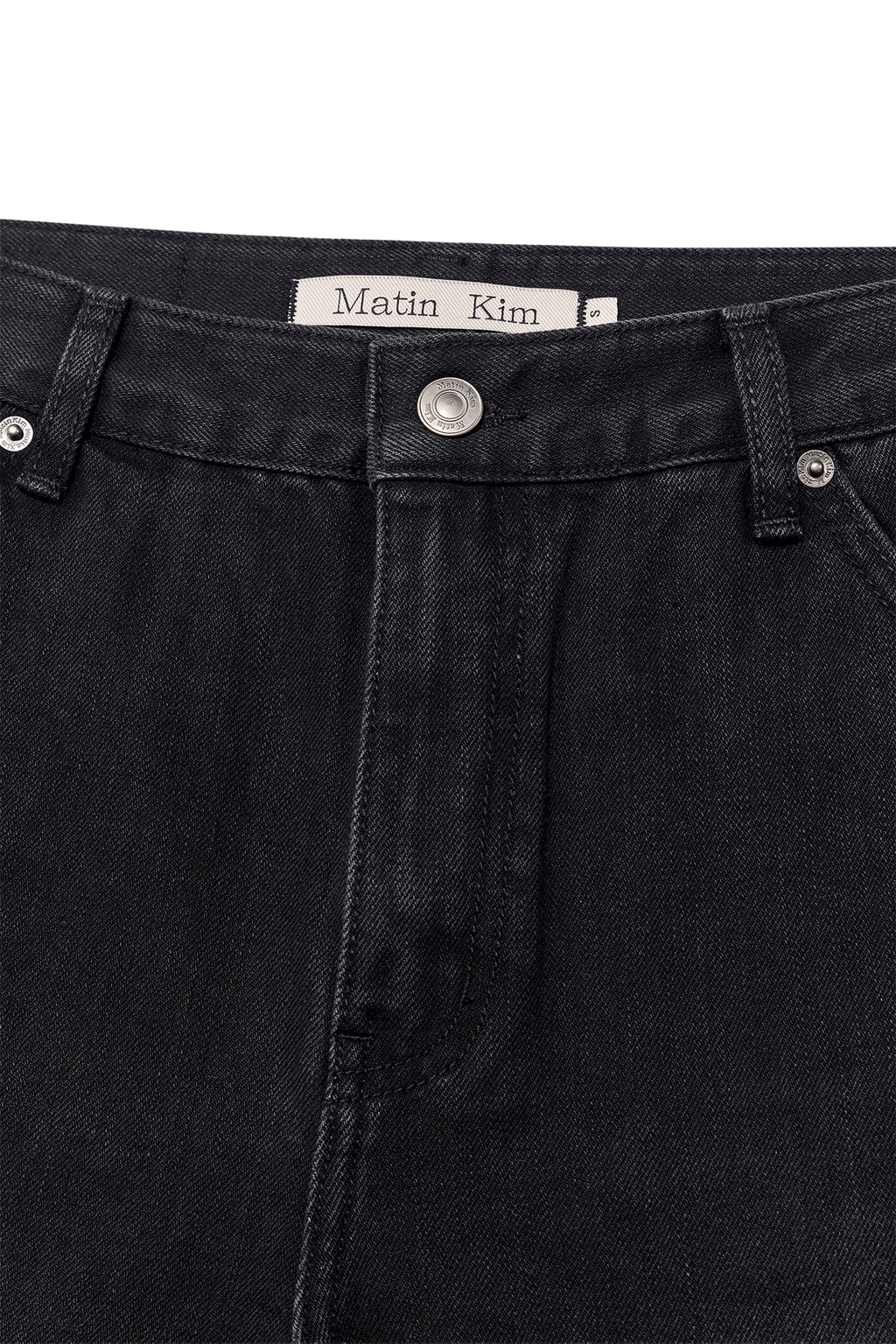 [matinkim] DAMAGE PATCH DENIM PANTS IN BLACK