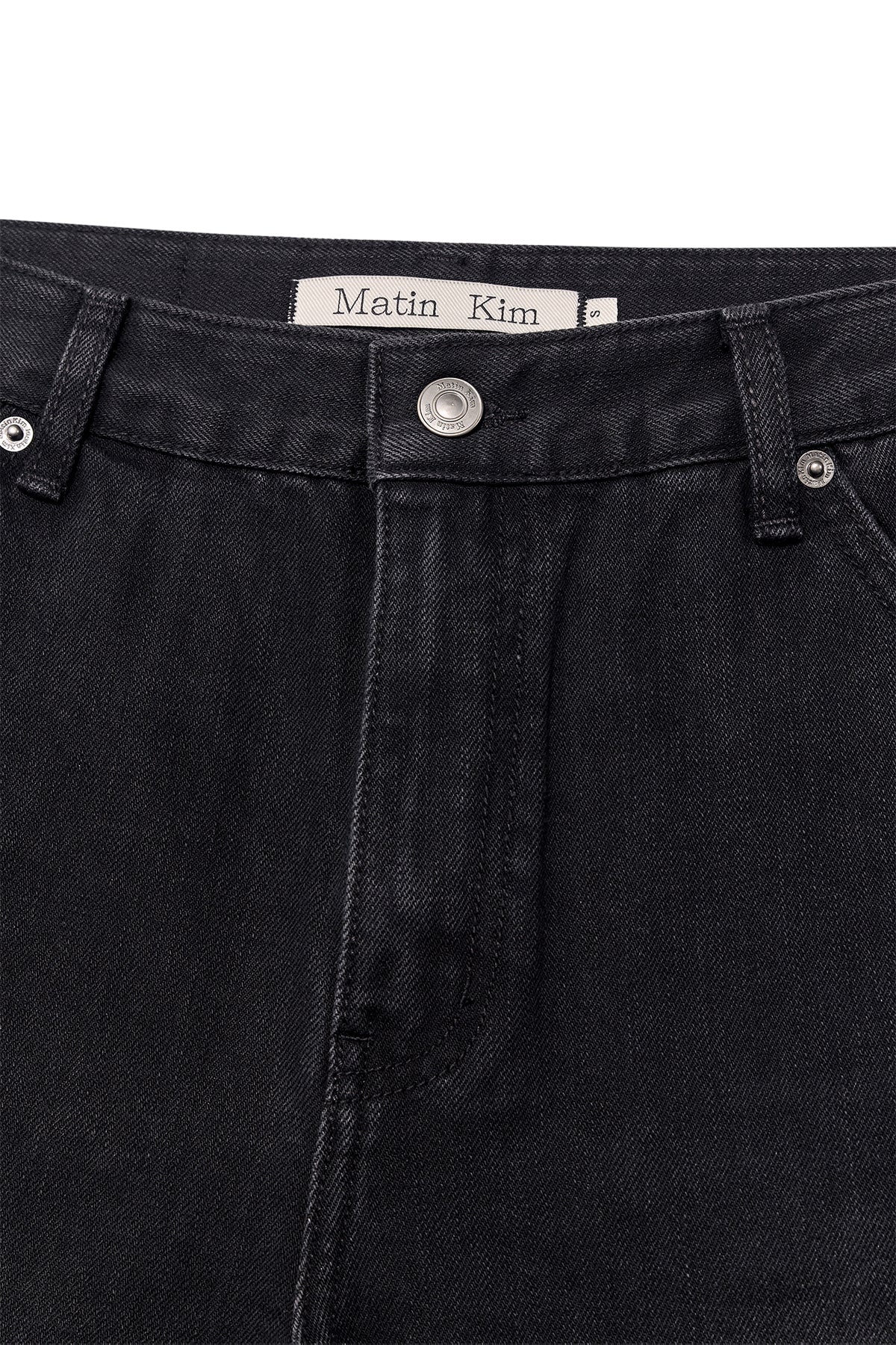 [matinkim] DAMAGE PATCH DENIM PANTS IN BLACK