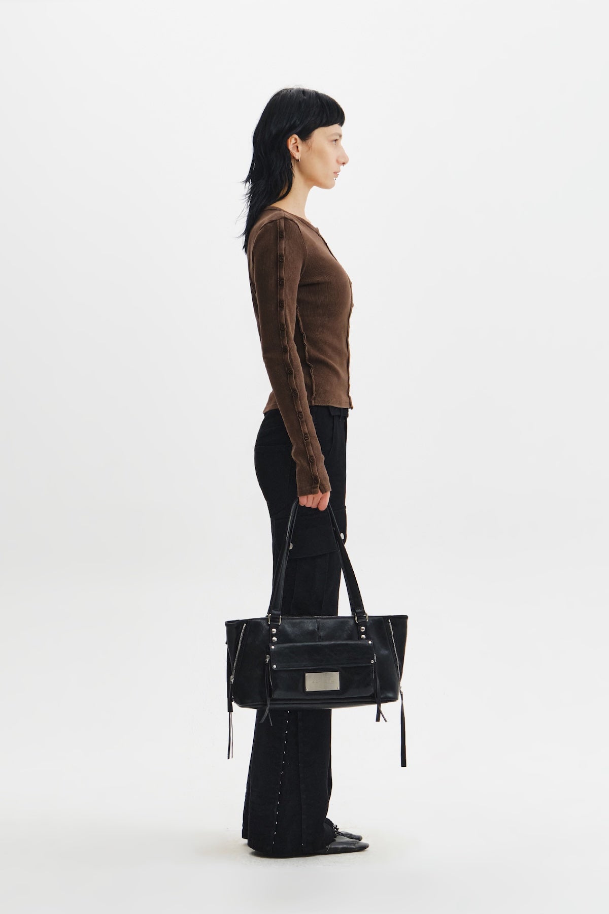 Matinkim Flap Pocket Shoulder Bag IN Black