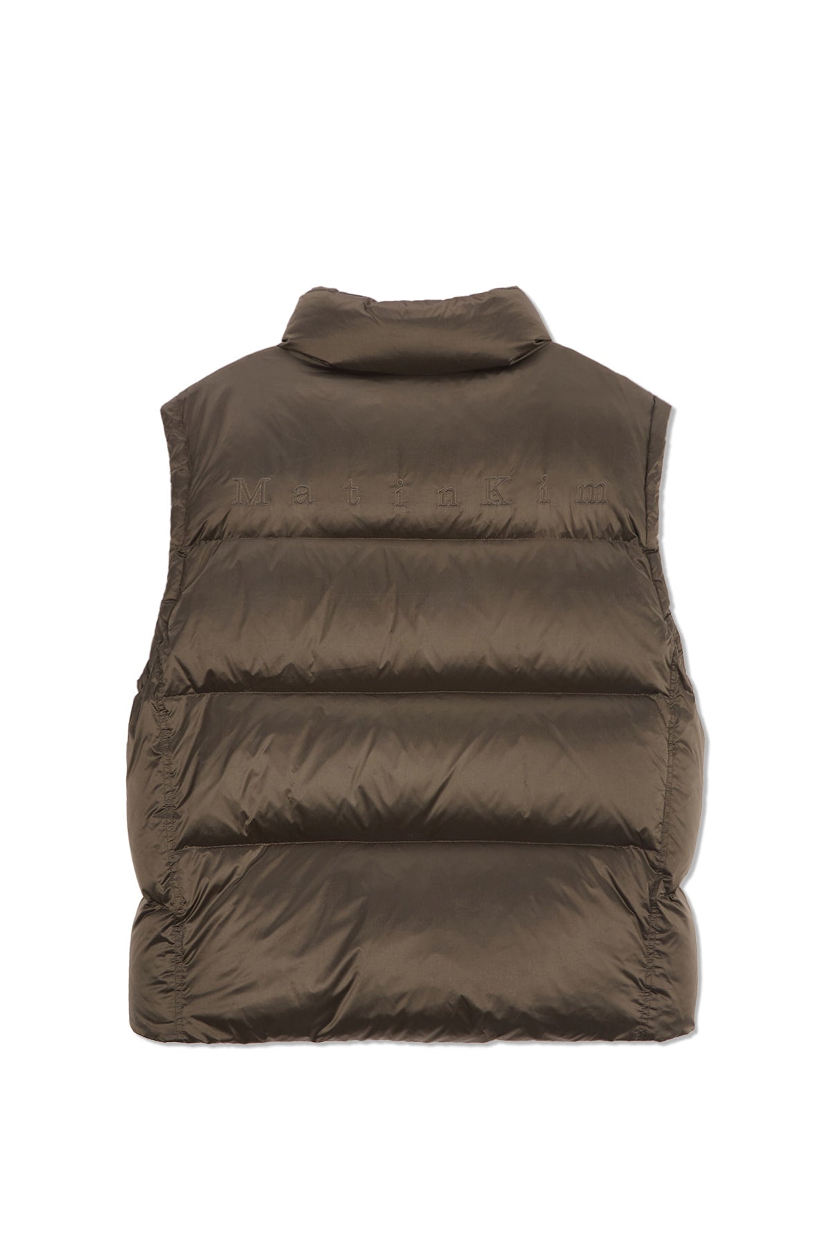 [matinkim] Unbalance Quilted Down Vest For Men IN Khaki Brown