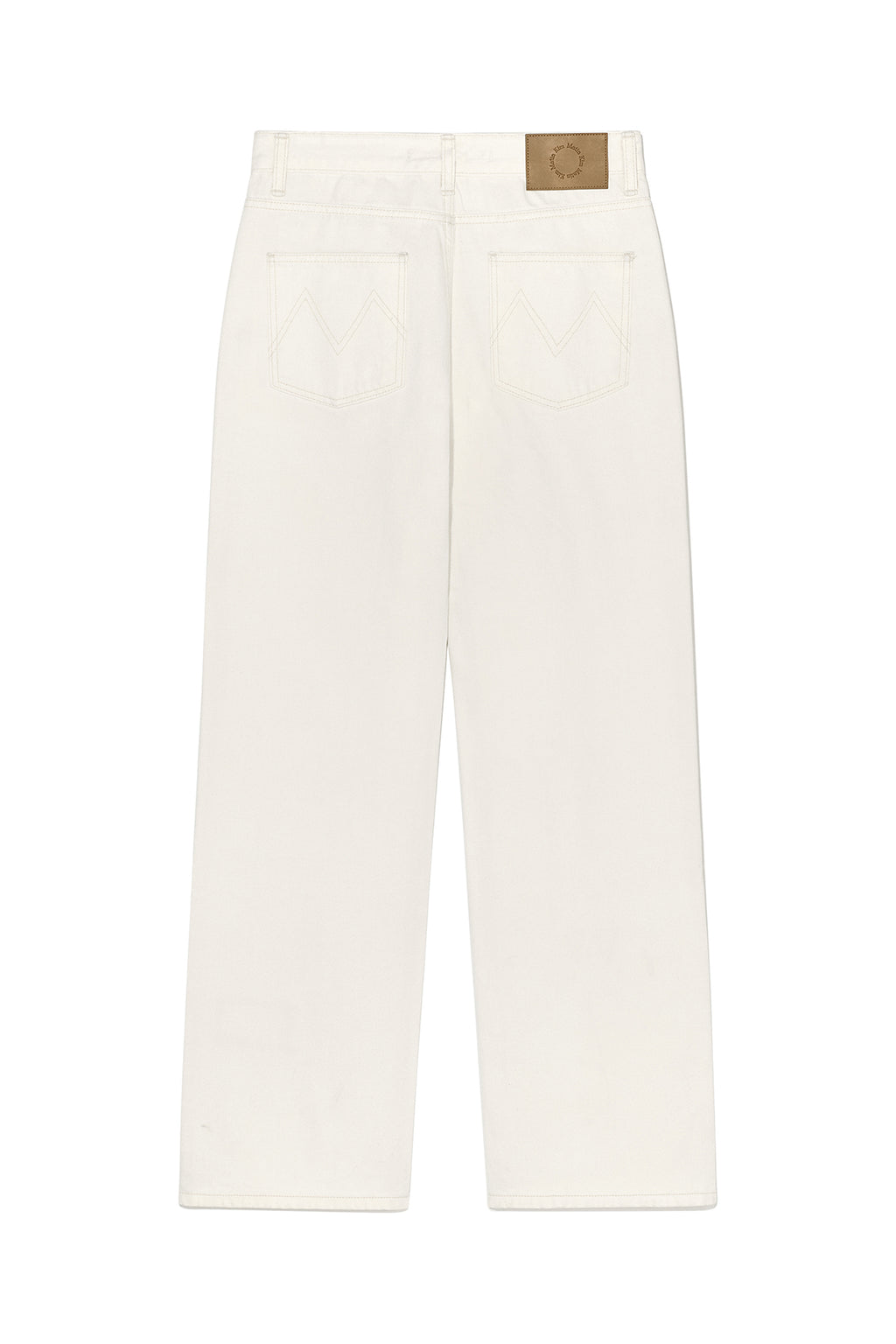 [matinkim] DAMAGE PATCH DENIM PANTS IN IVORY