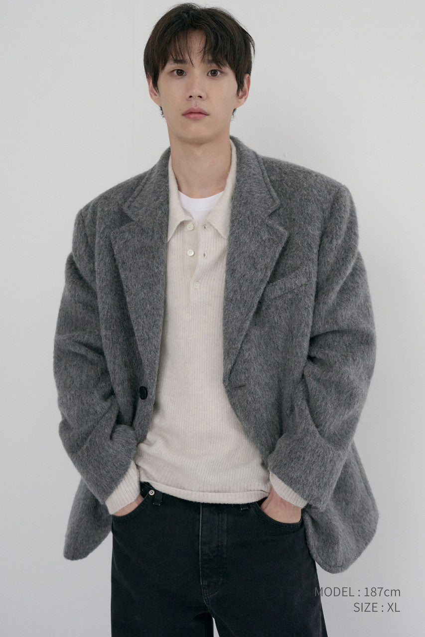 Dunst Unisex Alpaca Blazer Coat Melange Grey
