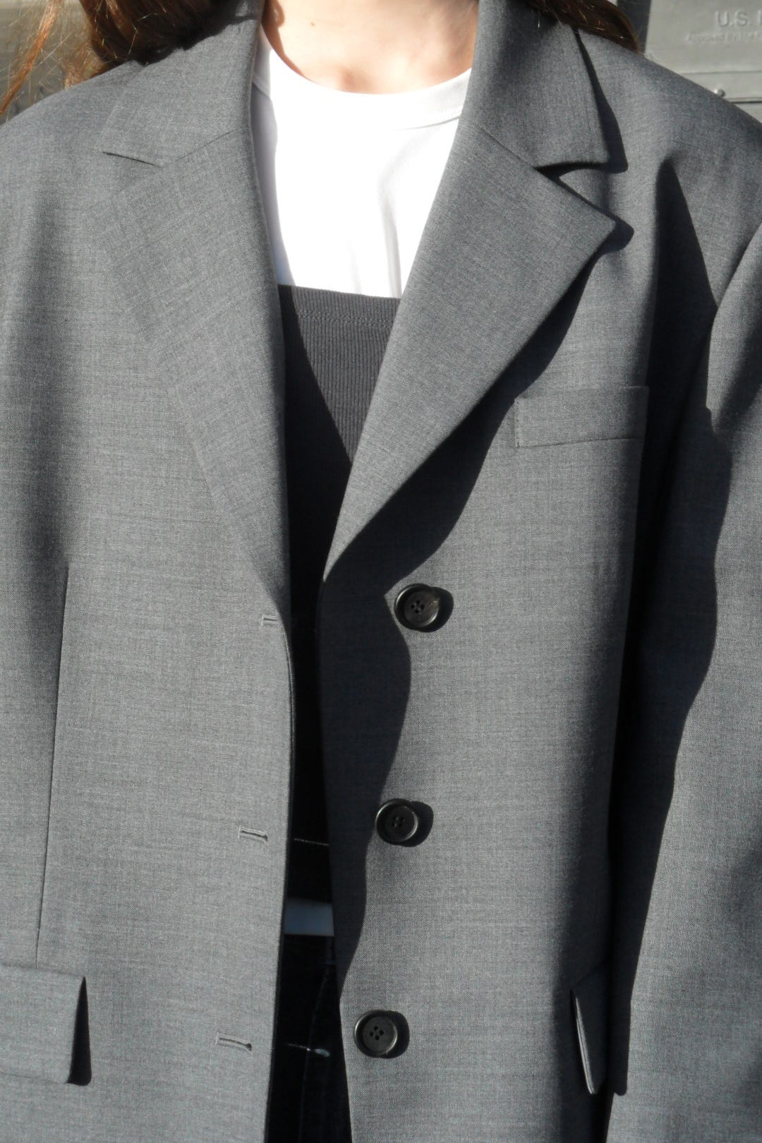 Low Classic Oversized 3-Button Wool Blazer - Grey