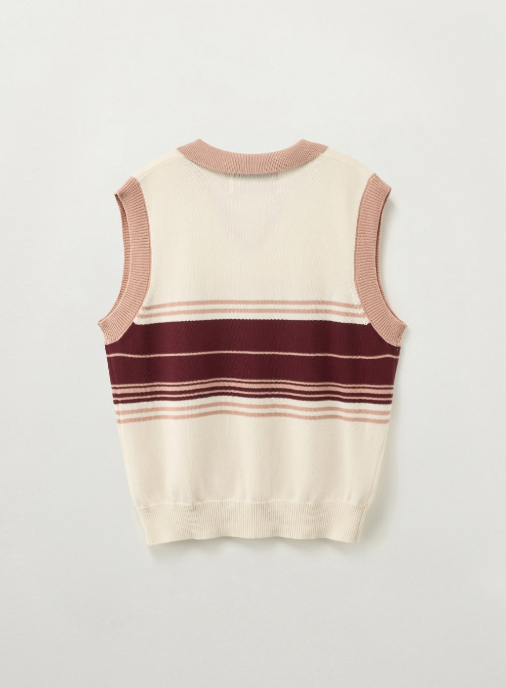 Satur Open Collar Knit Vest - Cream