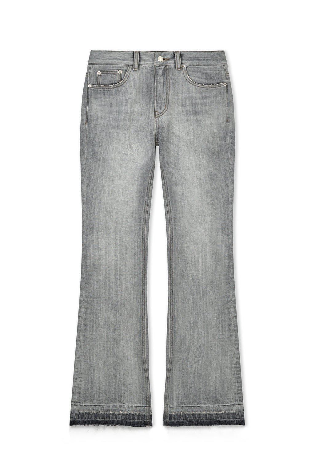 [matinkim] Washed Point Boots Cut Denim Pants IN Grey