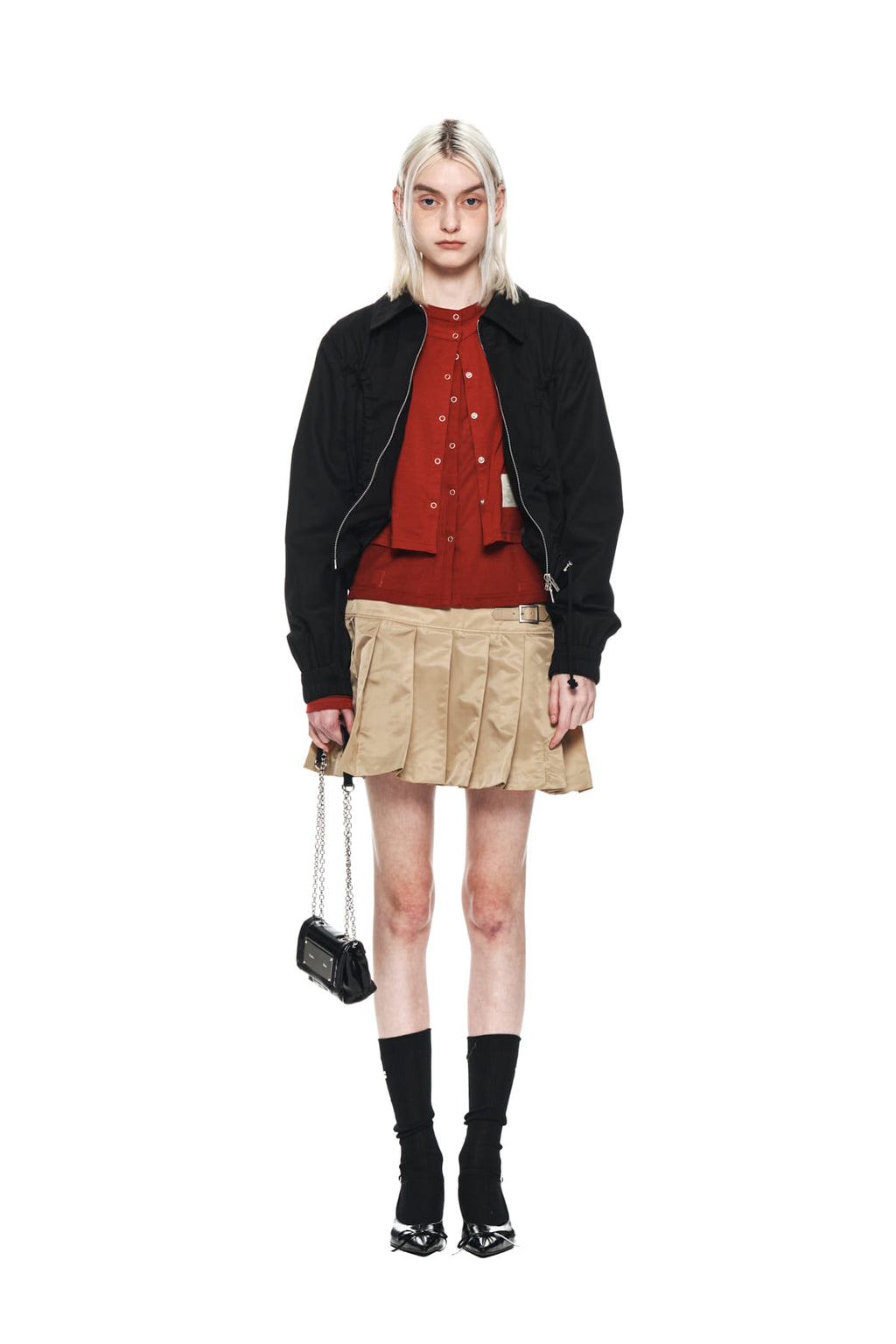 Matinkim Lowrise Pleats Mini Skirt IN Beige