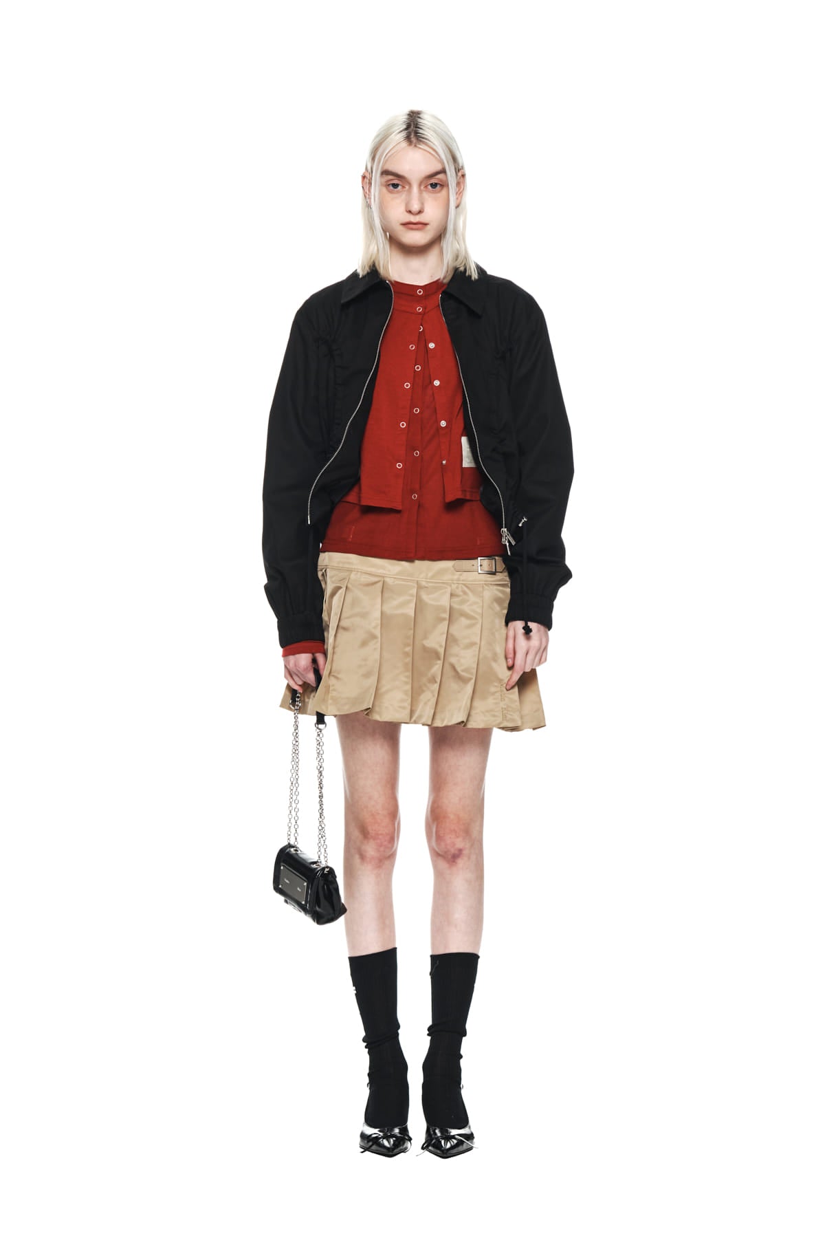 Matinkim Lowrise Pleats Mini Skirt IN Beige