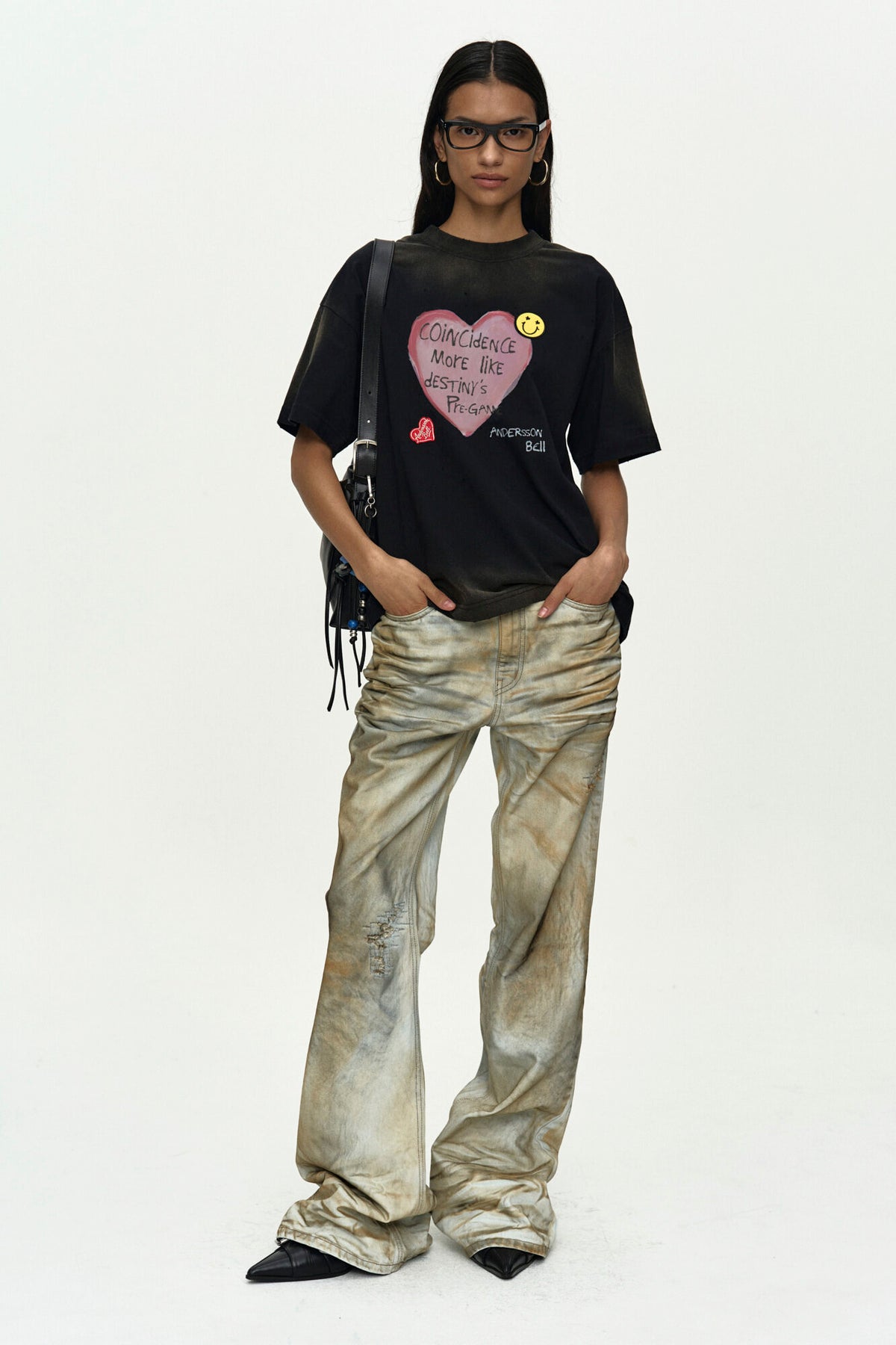 Andersson Bell (Essential) Unisex Spray Washed Heart Message T-Shirt
