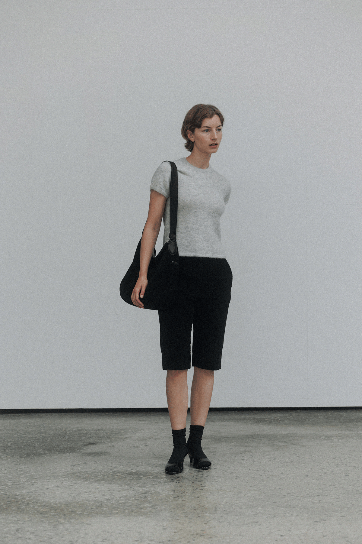 Nothing Written Kotte alpaca short sleeve knit (Gray)
