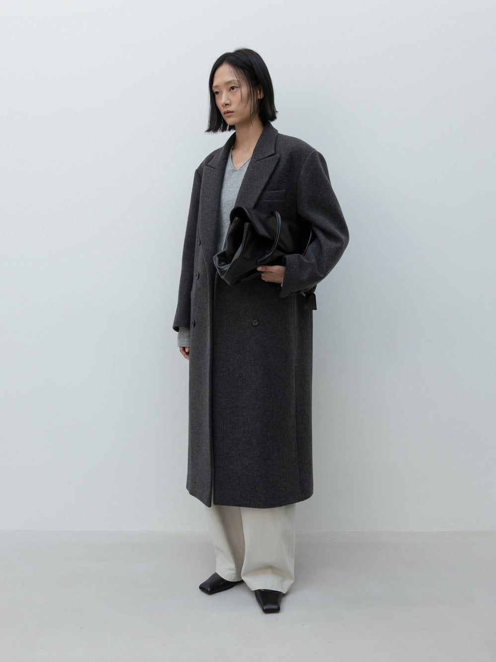 Low Classic Cashmere Blend Double Long Coat Grey