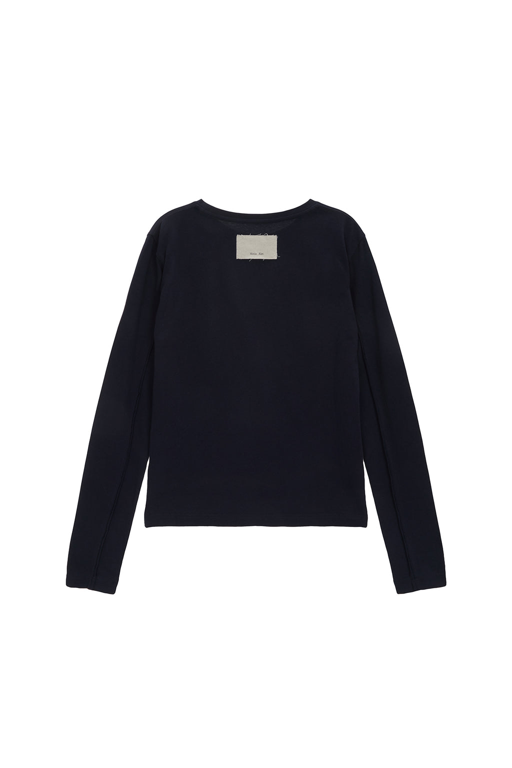 [matinkim] DIAGONAL SLIMFIT LONG SLEEVE TOP IN NAVY