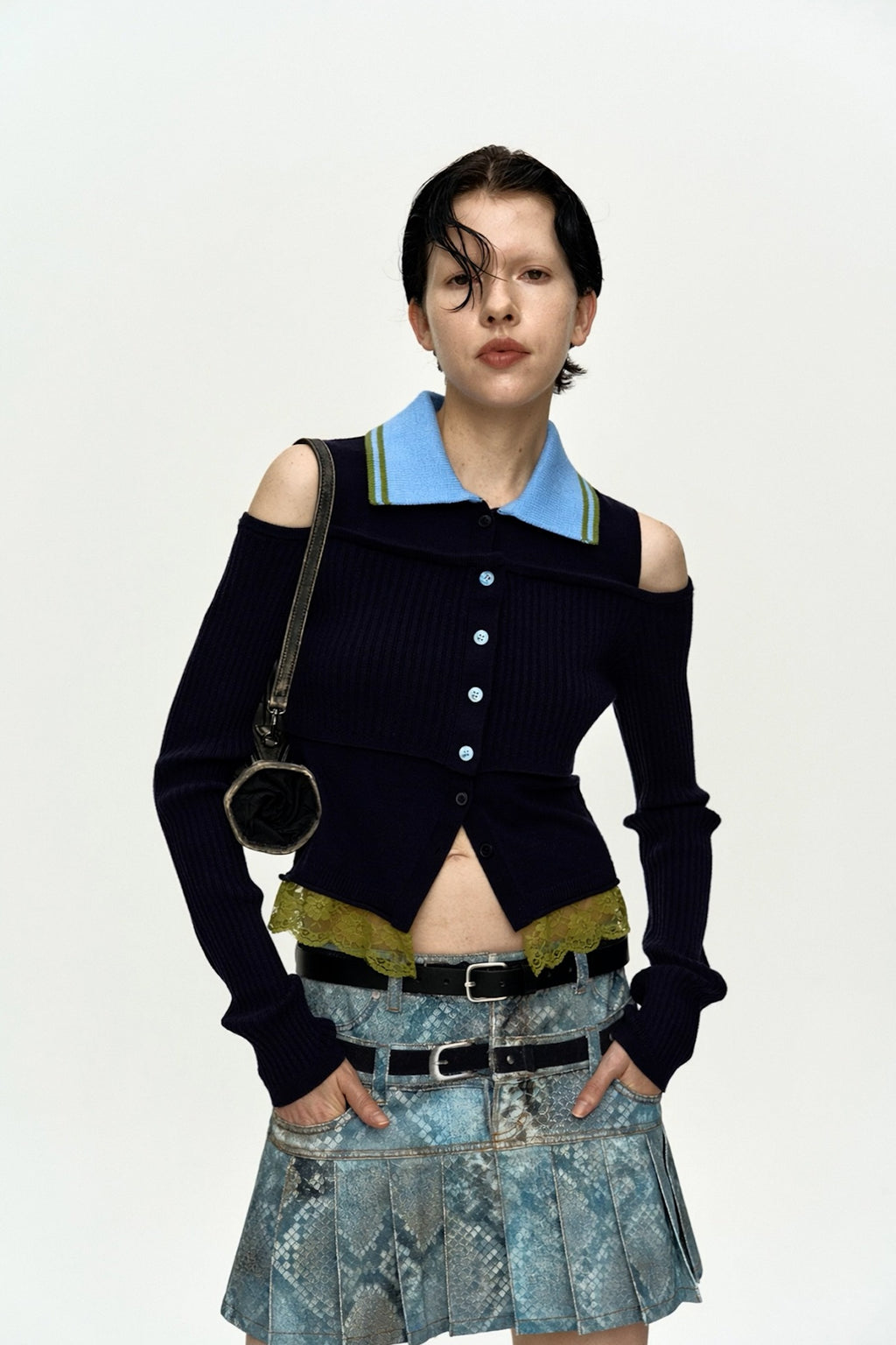 Andersson Bell Layered Off-Shoulder Collar Top