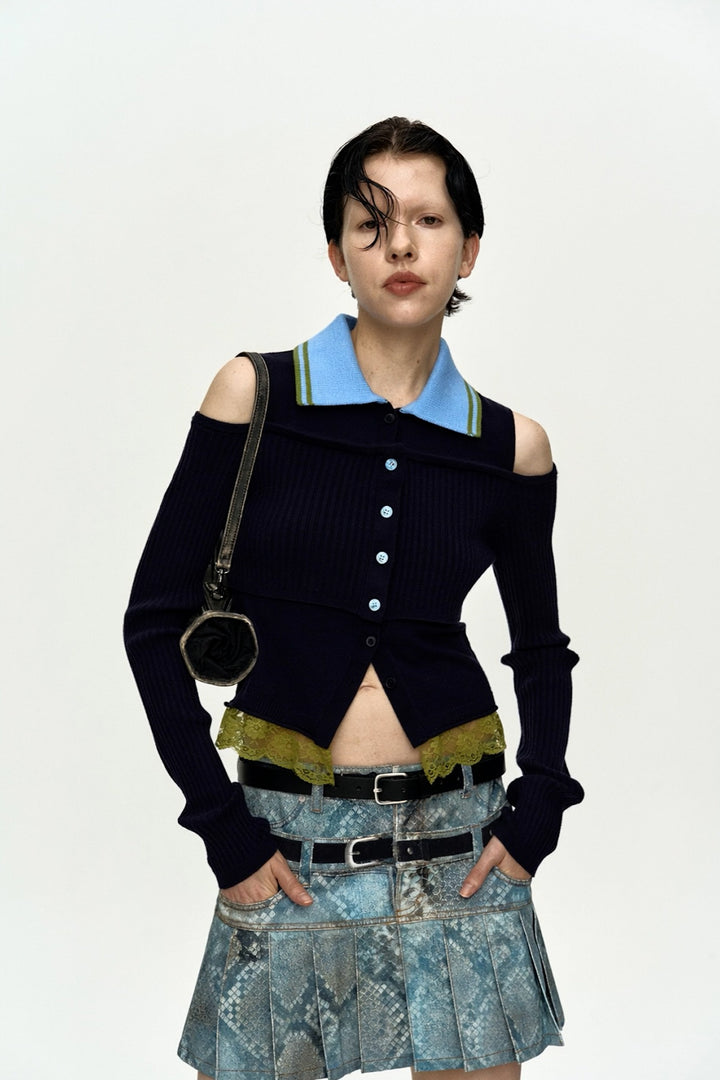 Andersson Bell Layered Off-Shoulder Collar Top