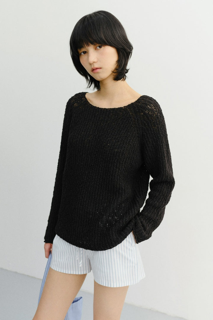 Dunst Crochet Crewneck Knit Black