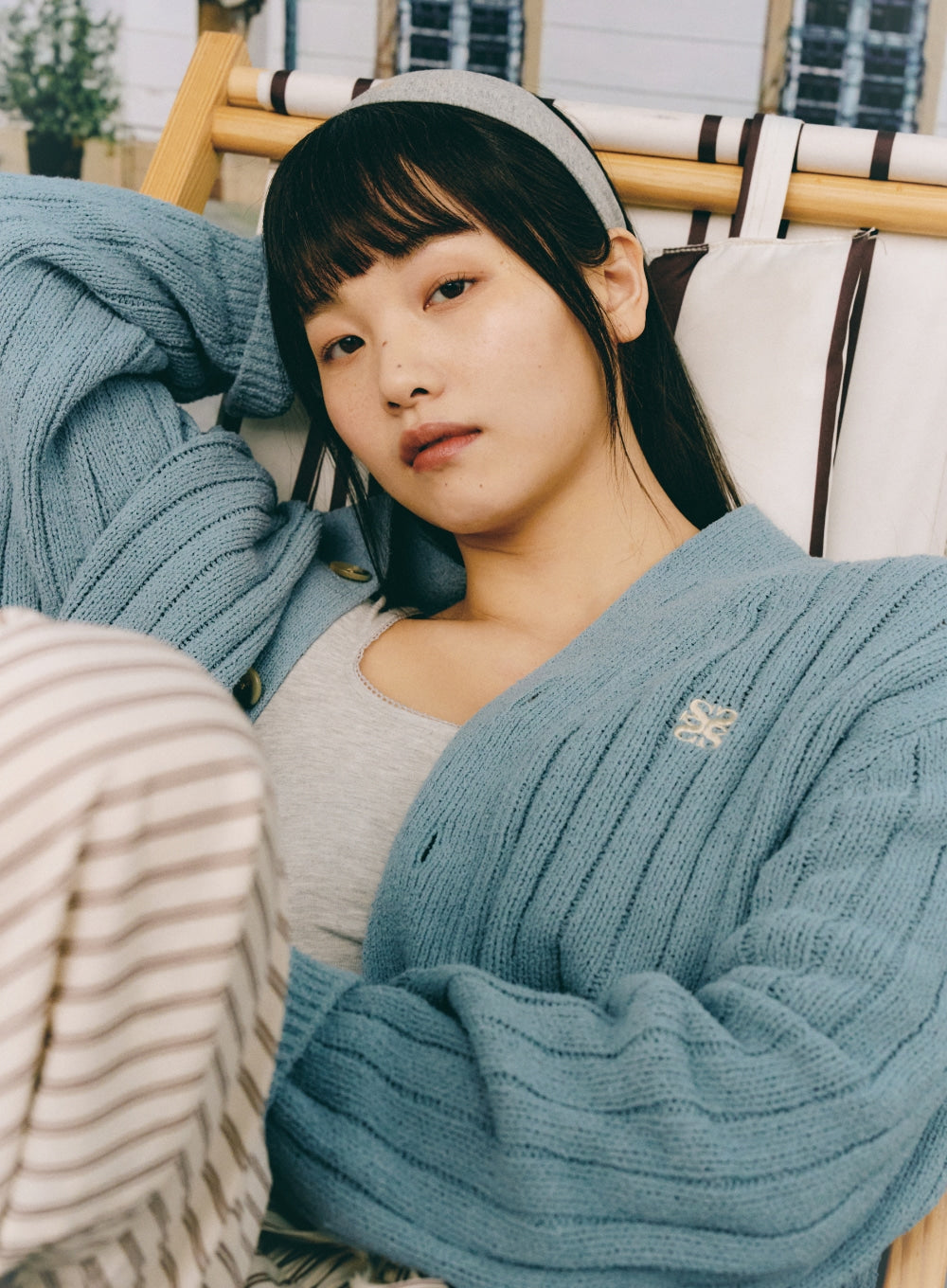 [satur] (W) Faro Over Size Boucle Cardigan - Fog Blue