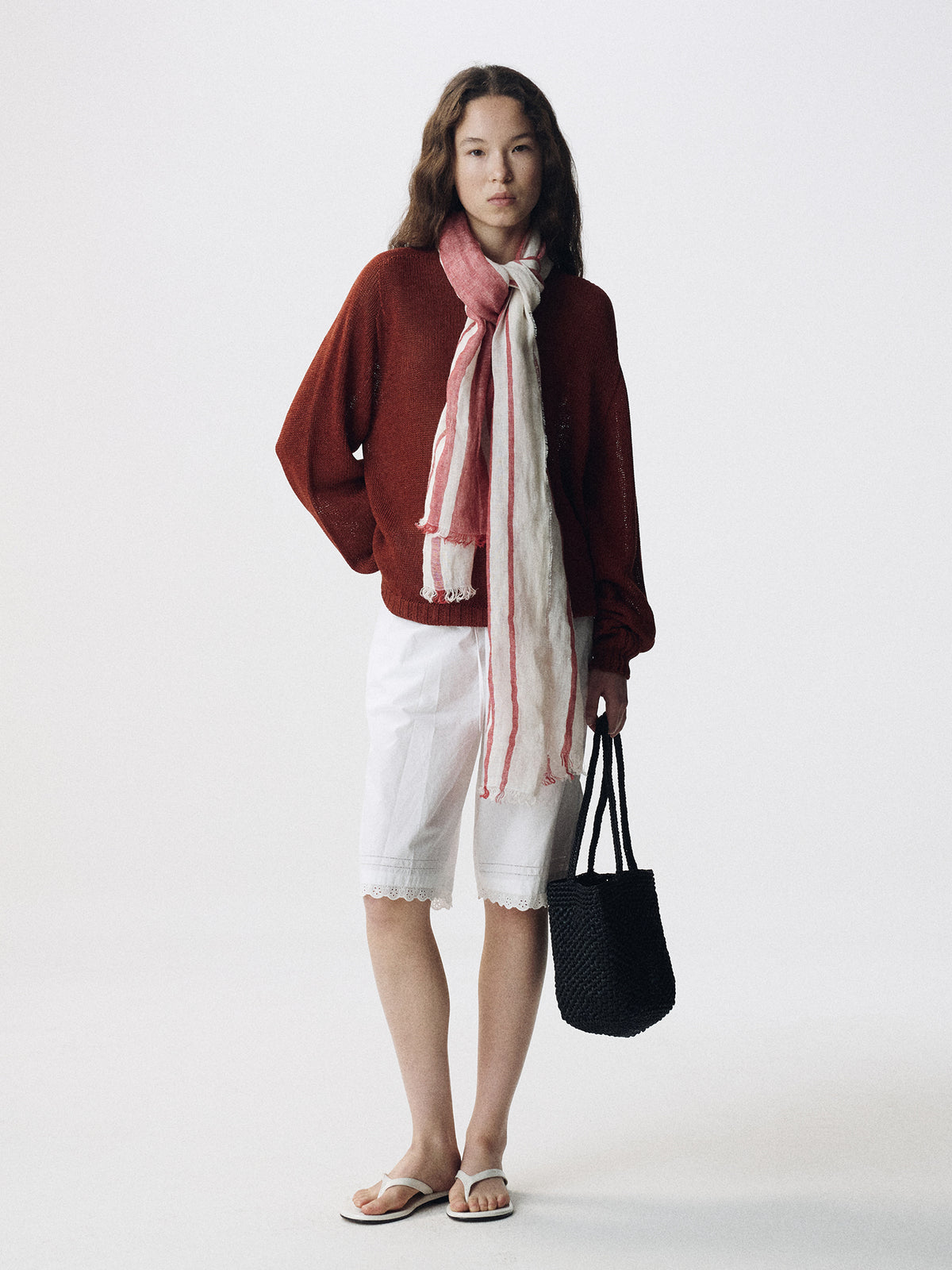 Nothing Written Light mesh pullover knit (Brick)