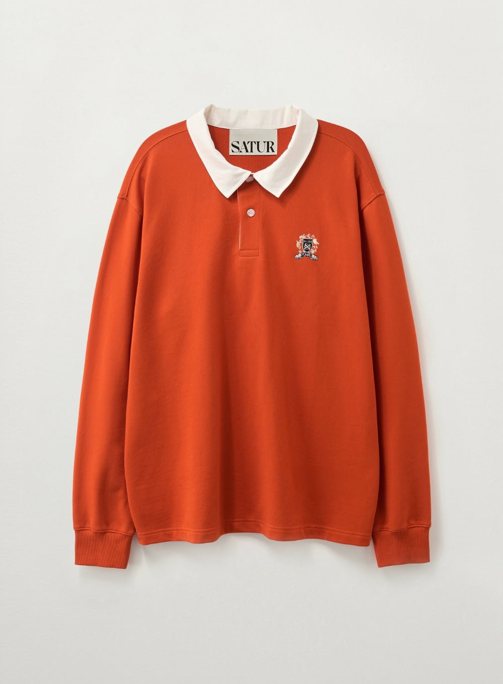 [SATUR] Crest Logo Rugby Long Sleeve - Red