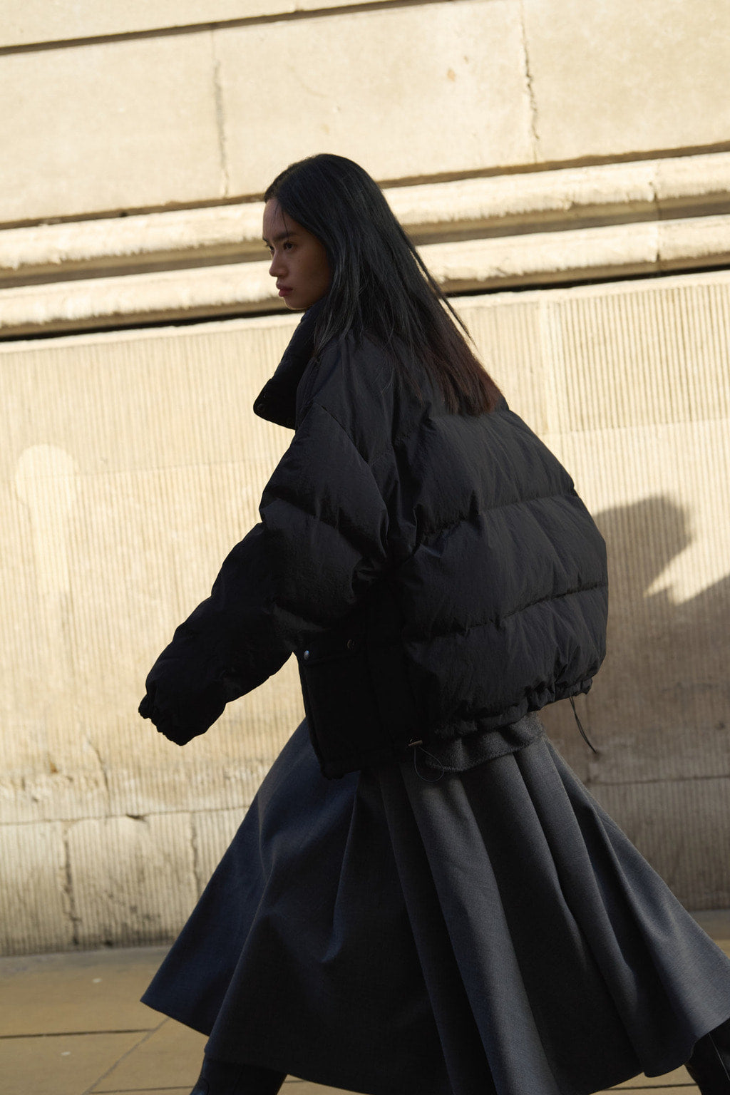 Facade Pattern Tailored Flare Skirt charcoal