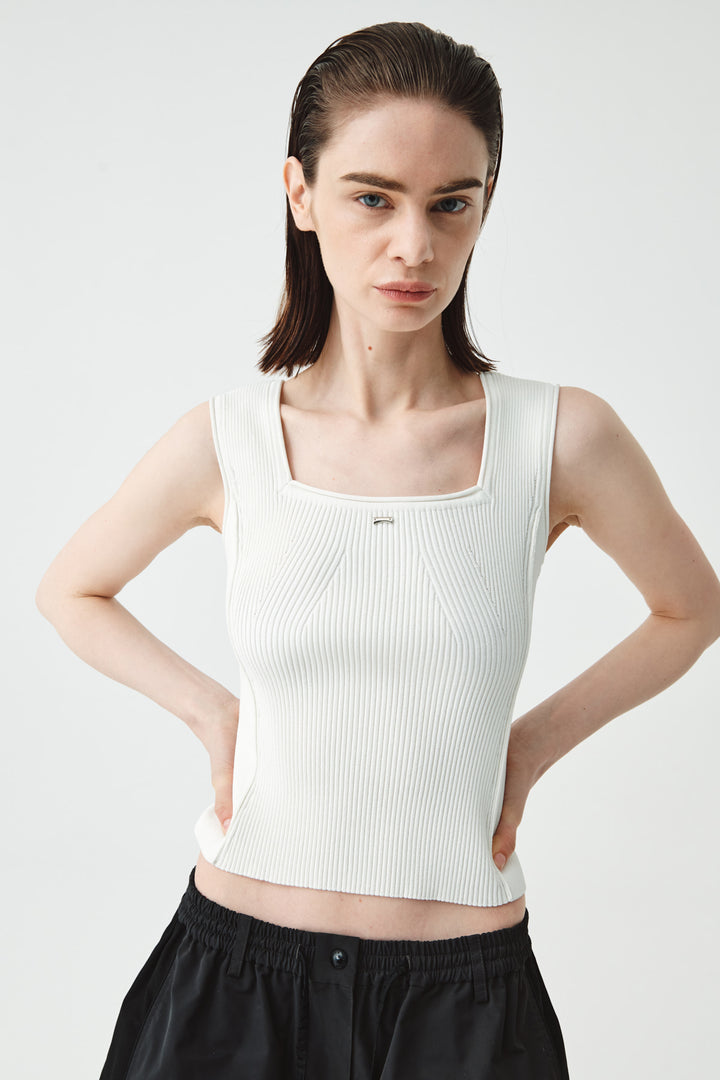 Matinkim Square Neck Sleeveless Knit Top IN White