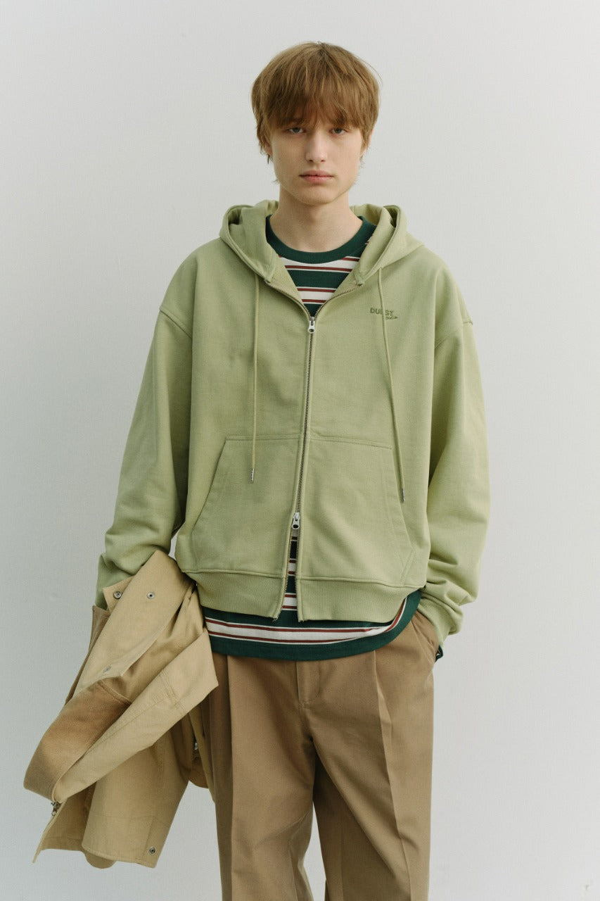 Dunst Unisex Cropped Zip-Up Hoodie Olive