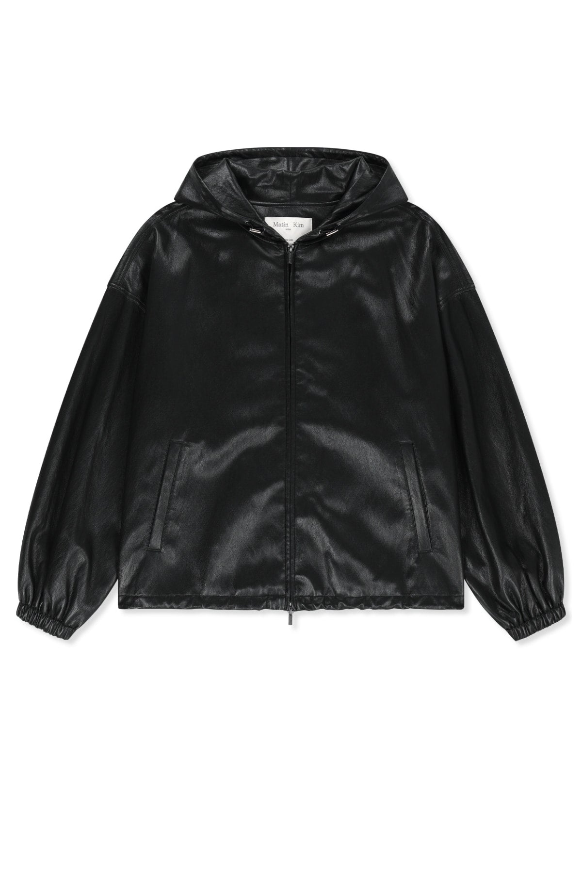 Matinkim Faux Leather Applique Logo Hoody Jumper IN Black