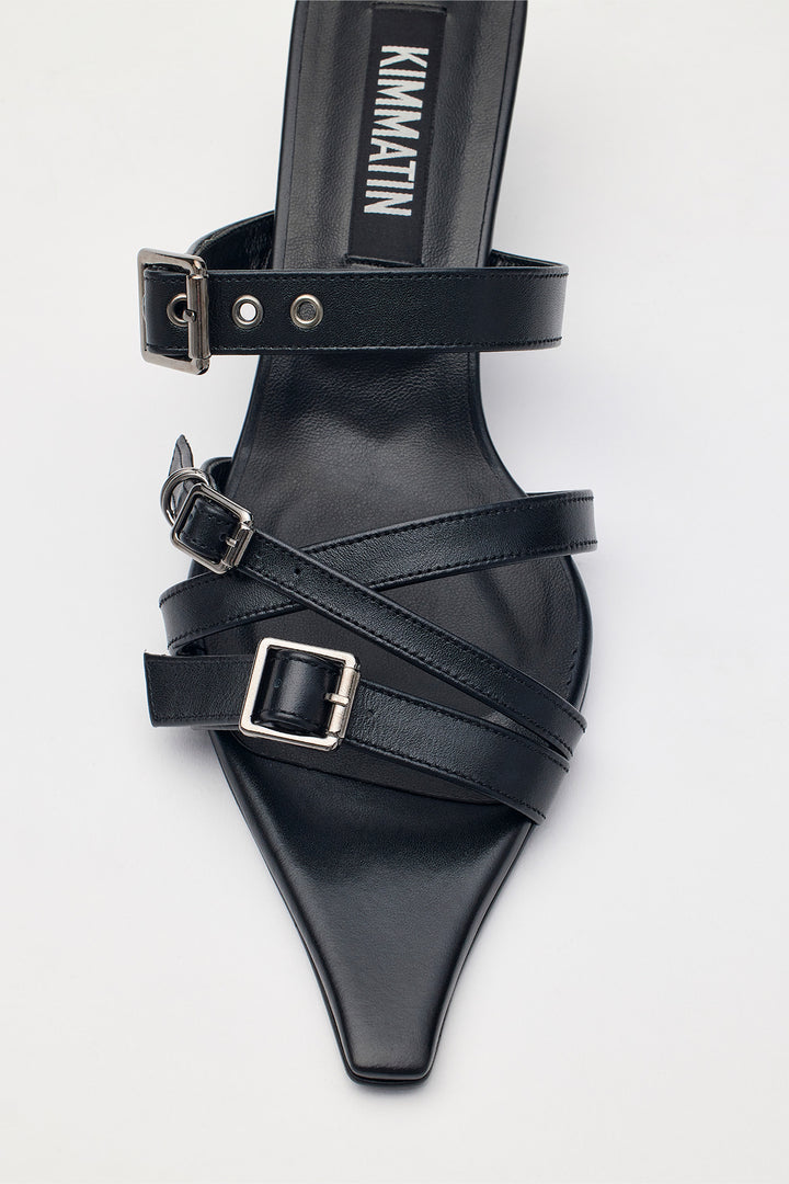 Matinkim Buckle Strap Sandal Heels IN Black
