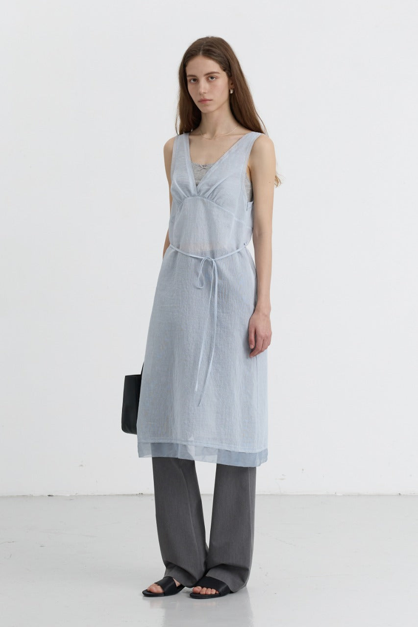 Dunst Sheer Layering Dress Soft Blue Stripe