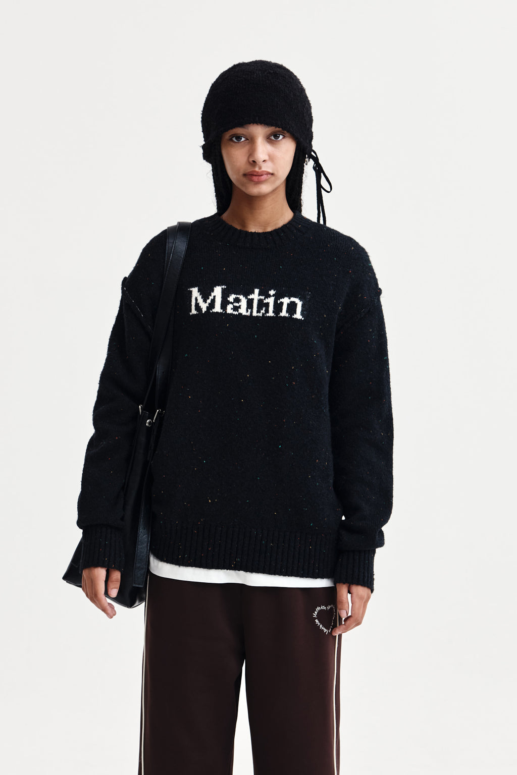 [matinkim] MATIN MIXED YARN KNIT PULLOVER IN DARK NAVY