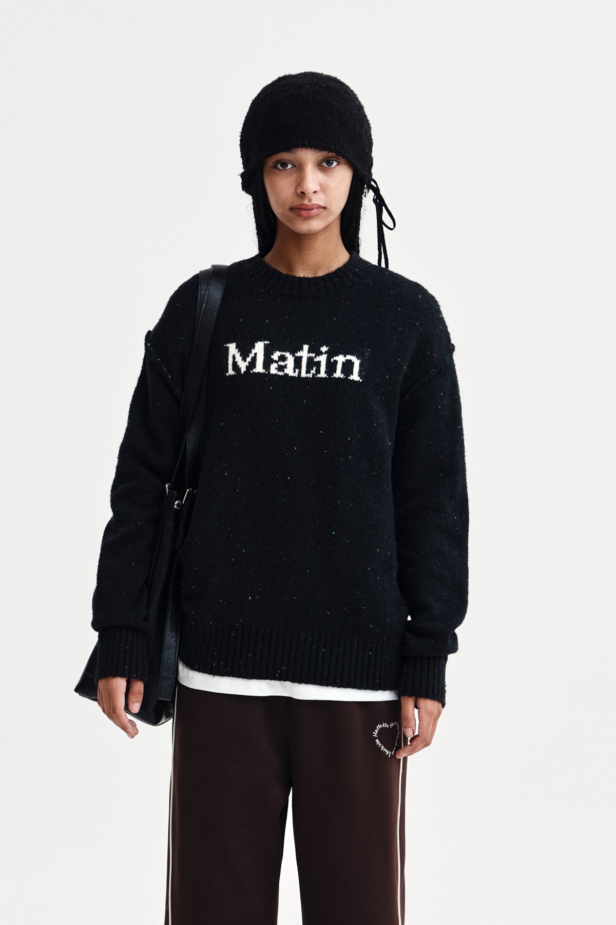 [matinkim] MATIN MIXED YARN KNIT PULLOVER IN DARK NAVY