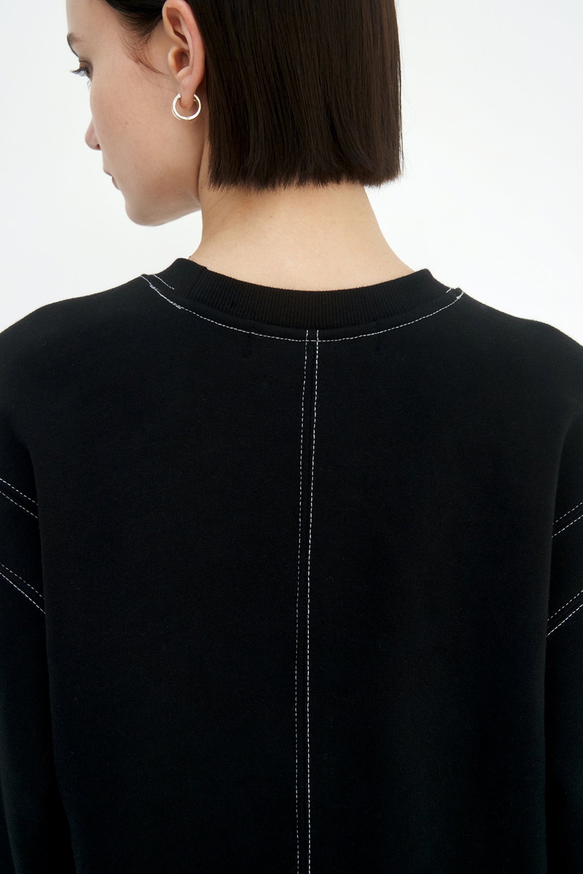 Treemingbird Stitched Semi-Cropped Tee Black