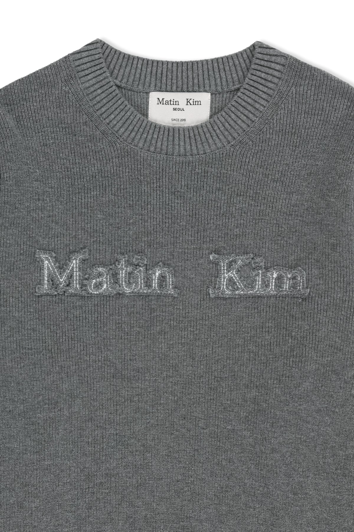 Matinkim Matin Applique Logo Knit Pullover IN Grey