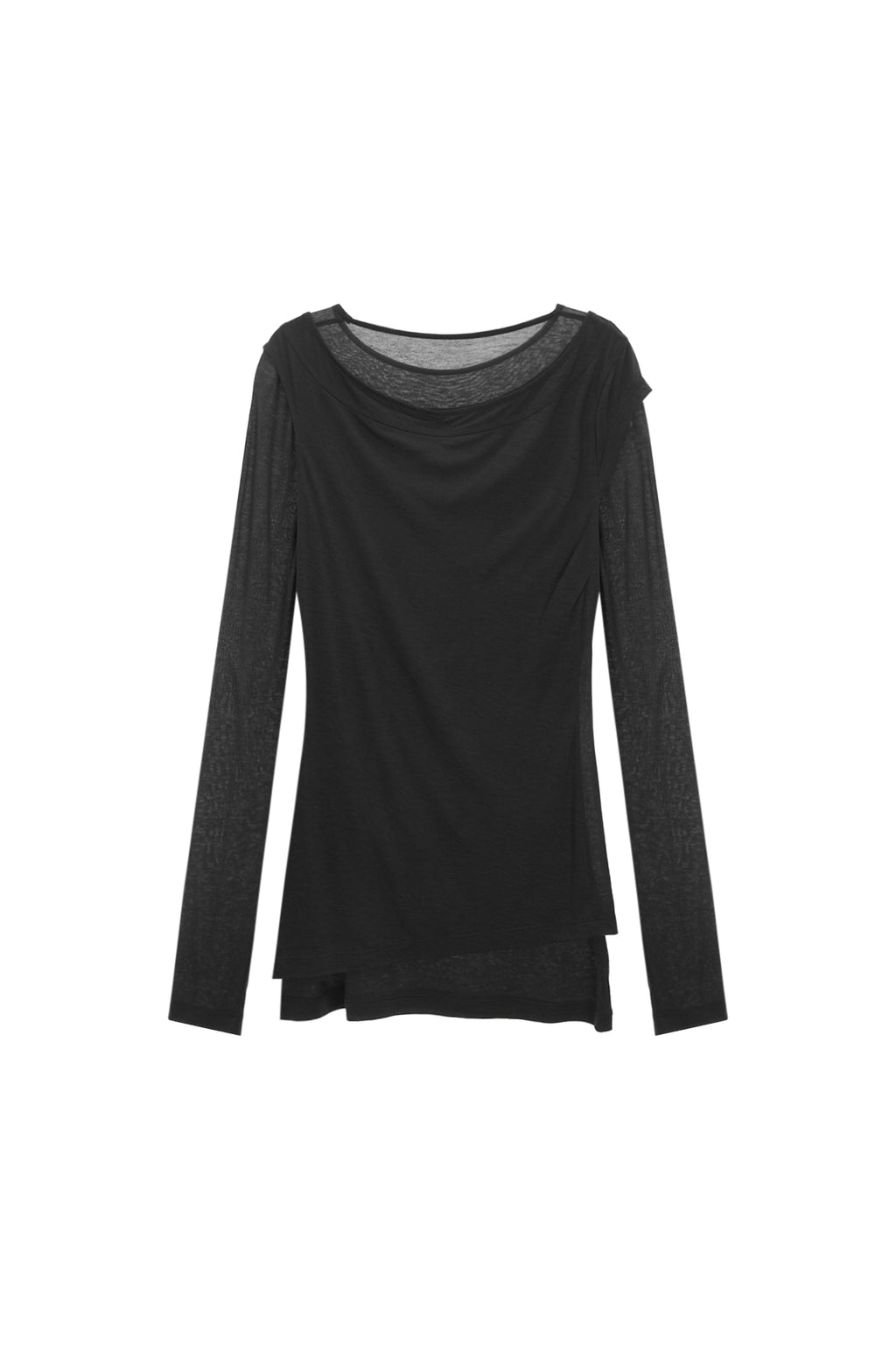 [matinkim] SLIT POINT SLEEVELESS LAYERED TOP IN CHARCOAL