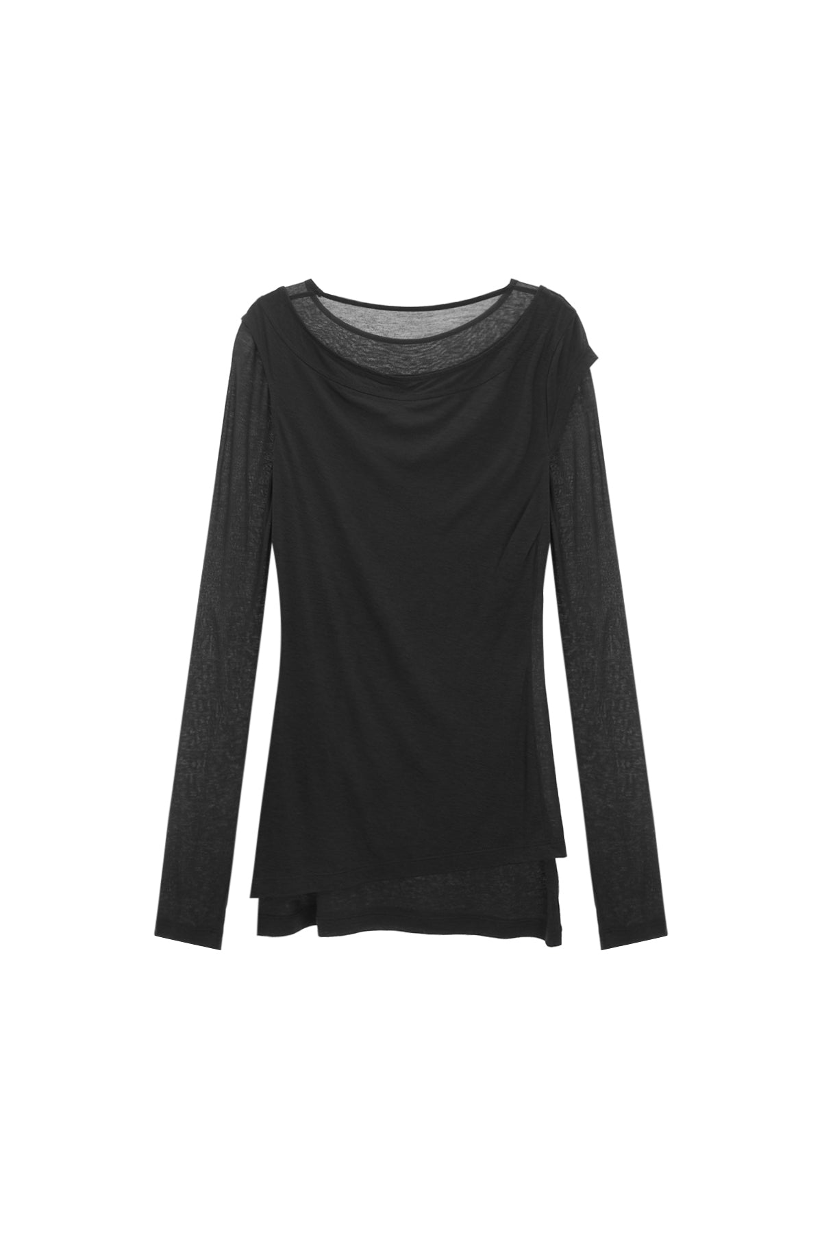 [matinkim] SLIT POINT SLEEVELESS LAYERED TOP IN CHARCOAL