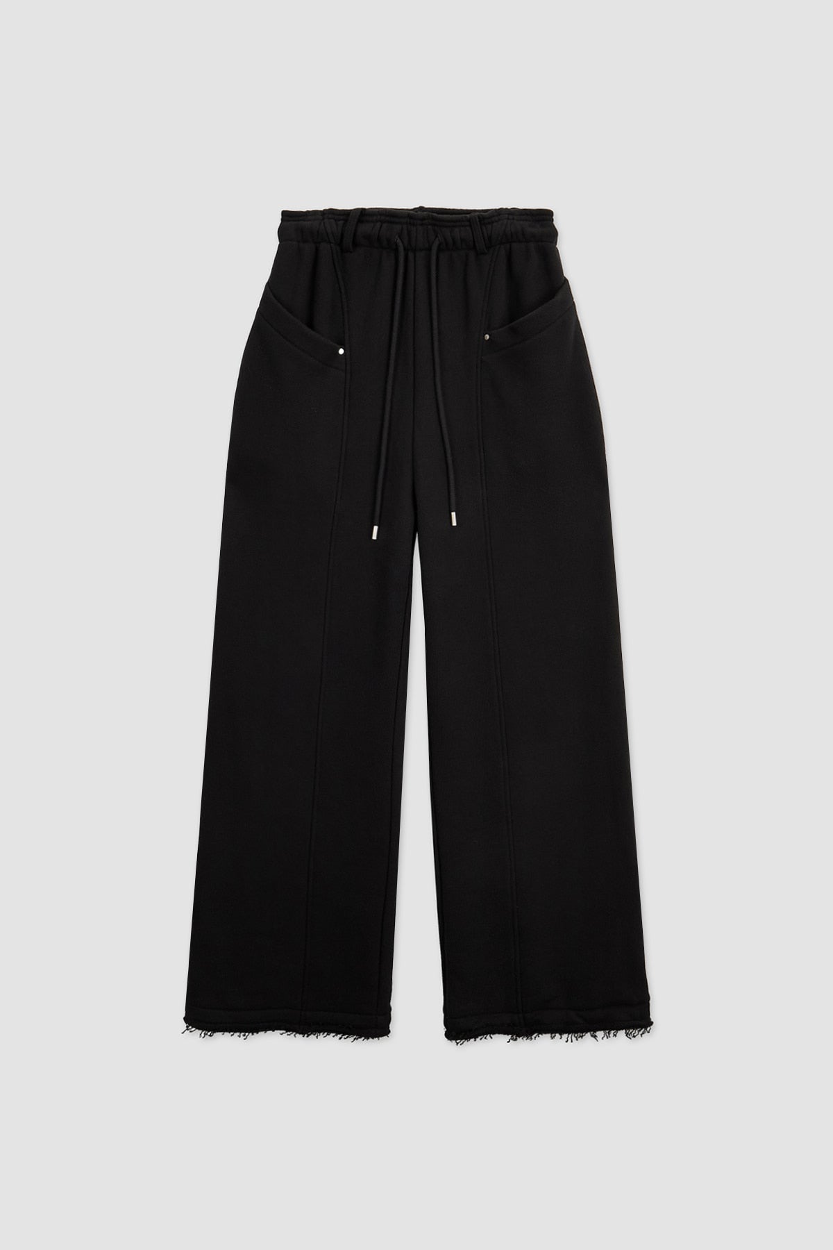 Matinkim Pocket Rivet Loose Fit Sweat Pants IN Black