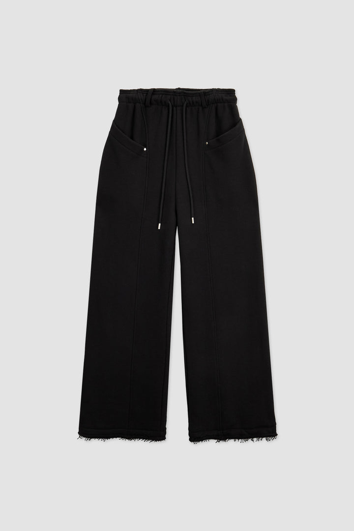 Matinkim Pocket Rivet Loose Fit Sweat Pants IN Black