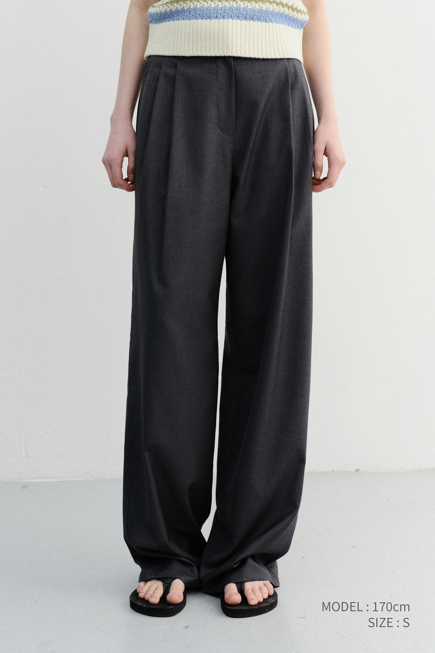 Dunst Summer Double Pleated Chino Slacks Charcoal Grey