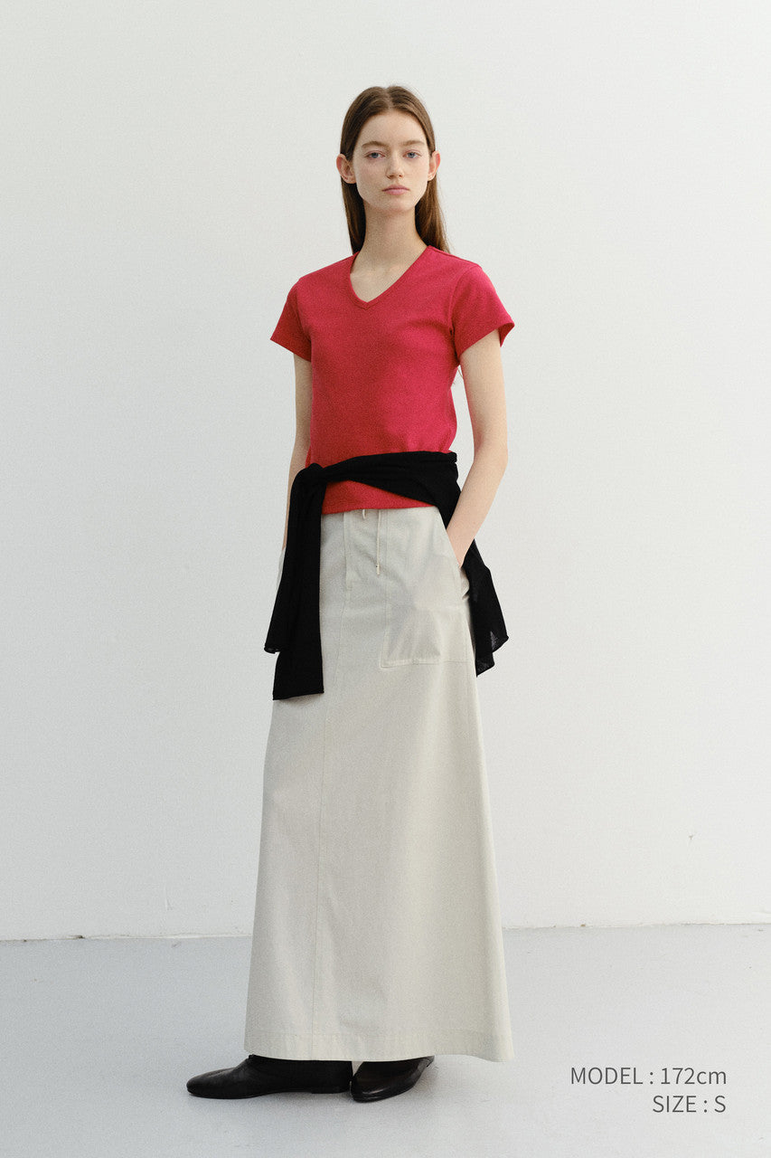 Dunst V-Neck Slim Top Red
