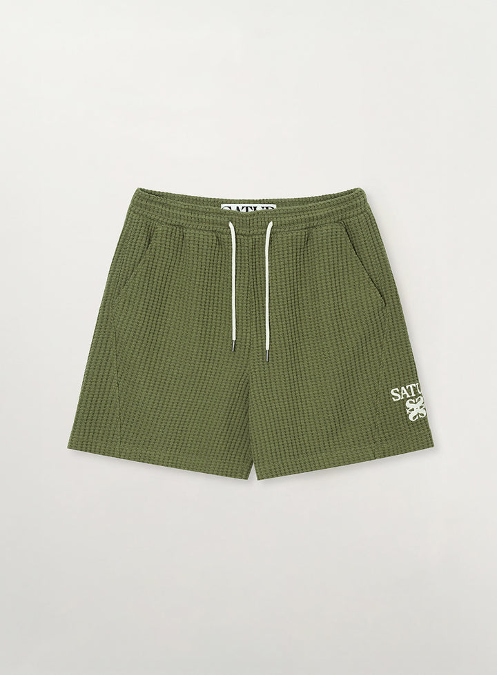 Satur Waffle Banding Shorts - Khaki