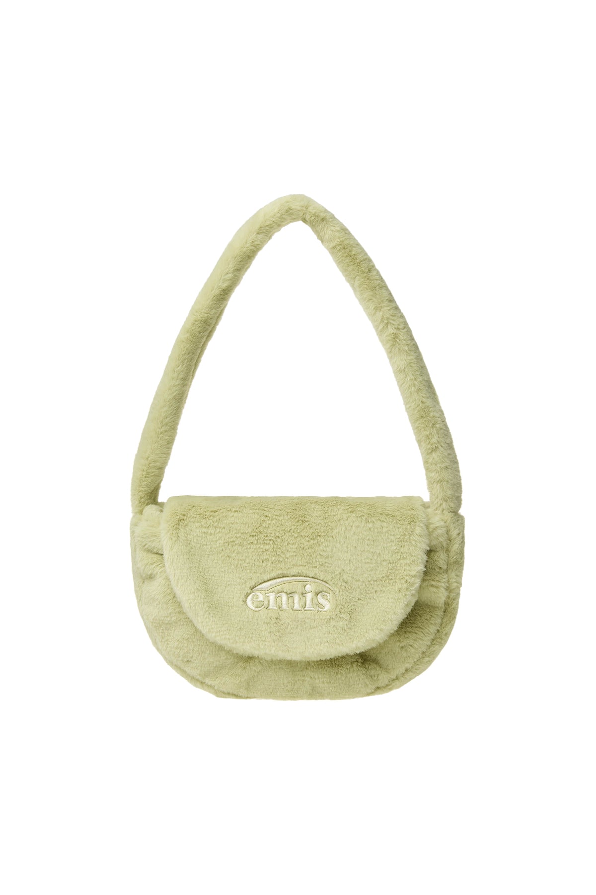 EMIS Fur Half Moon Flap Bag-Green