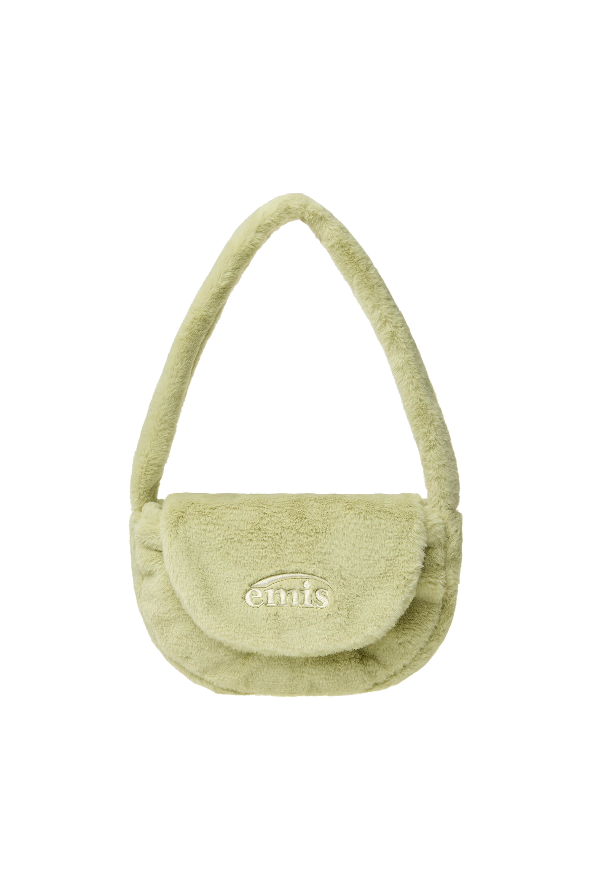 FUR HALF MOON FLAP BAG-GREEN