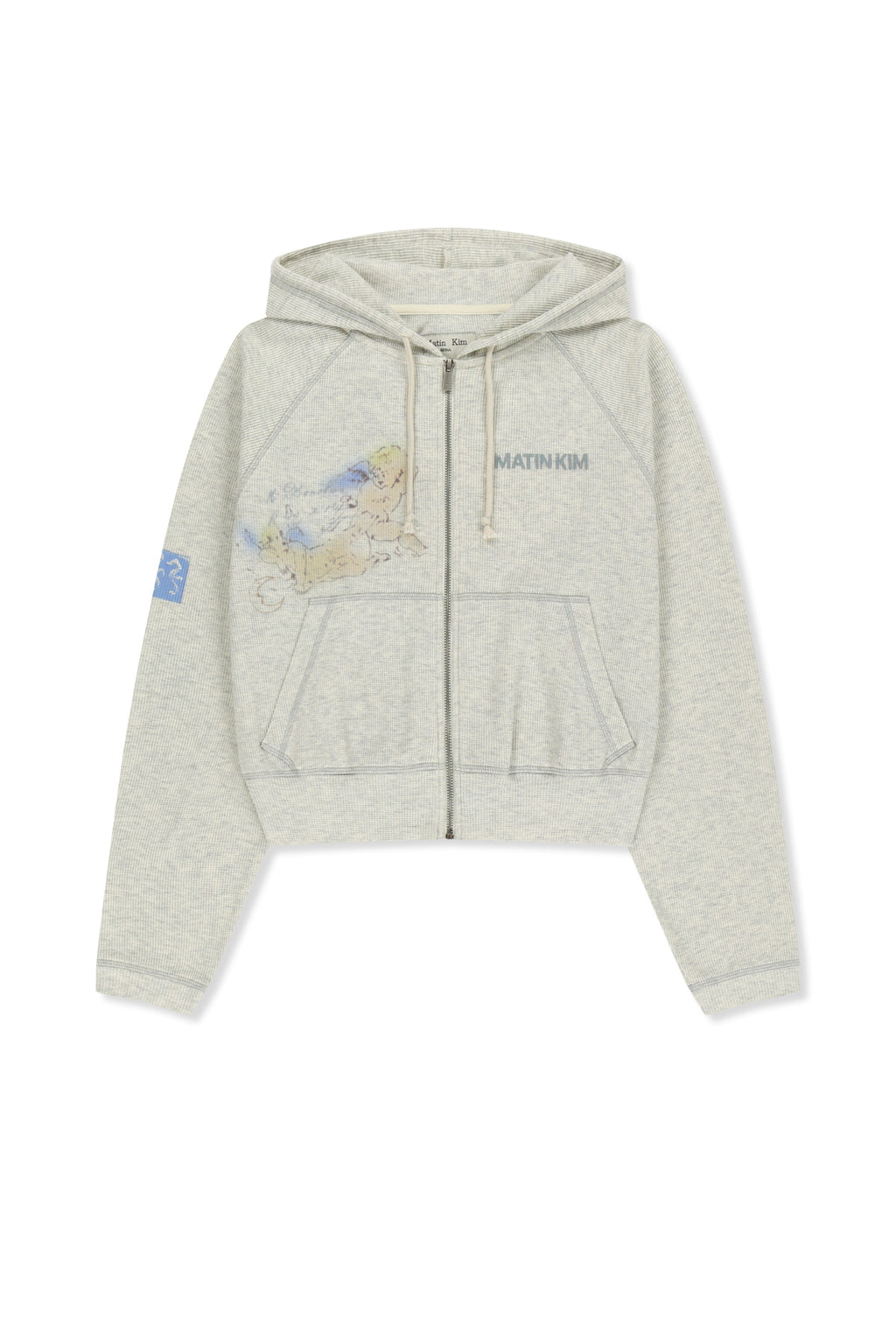 [matinkim] Sketch Graffiti Waffle Hoody Zip UP IN Light Beige