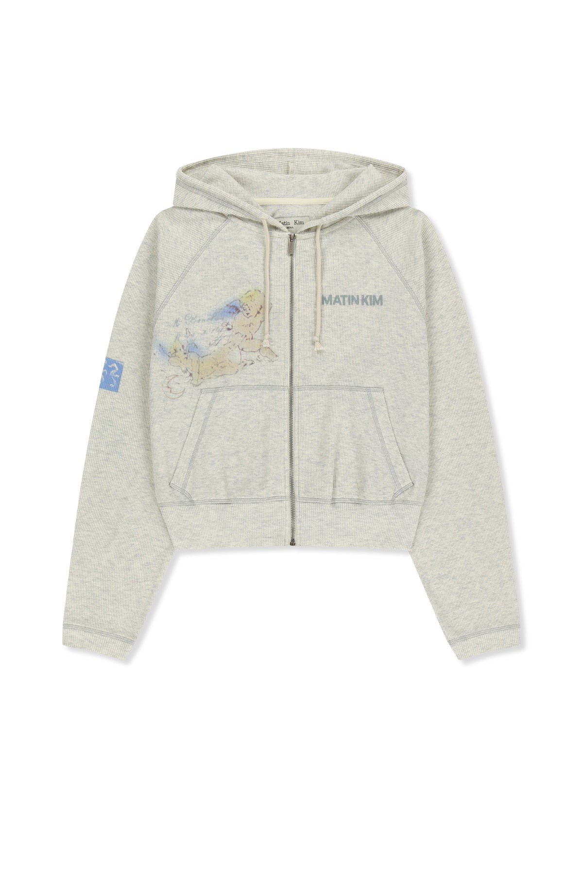 [matinkim] Sketch Graffiti Waffle Hoody Zip UP IN Light Beige