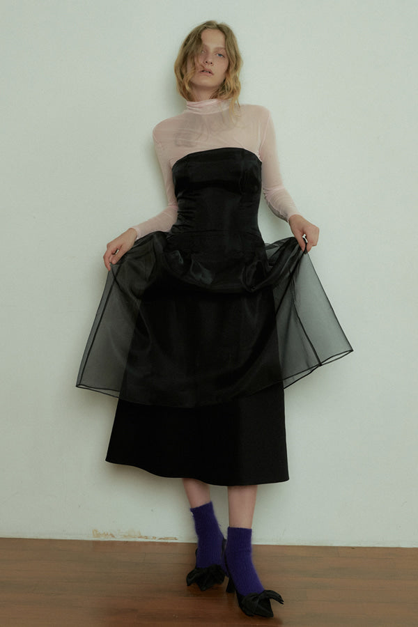 Overdueflair Tube Top Organza Dress Black