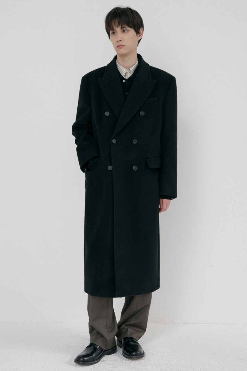 Dunst Unisex Tailored Double-Breasted Cashmere Coat Black