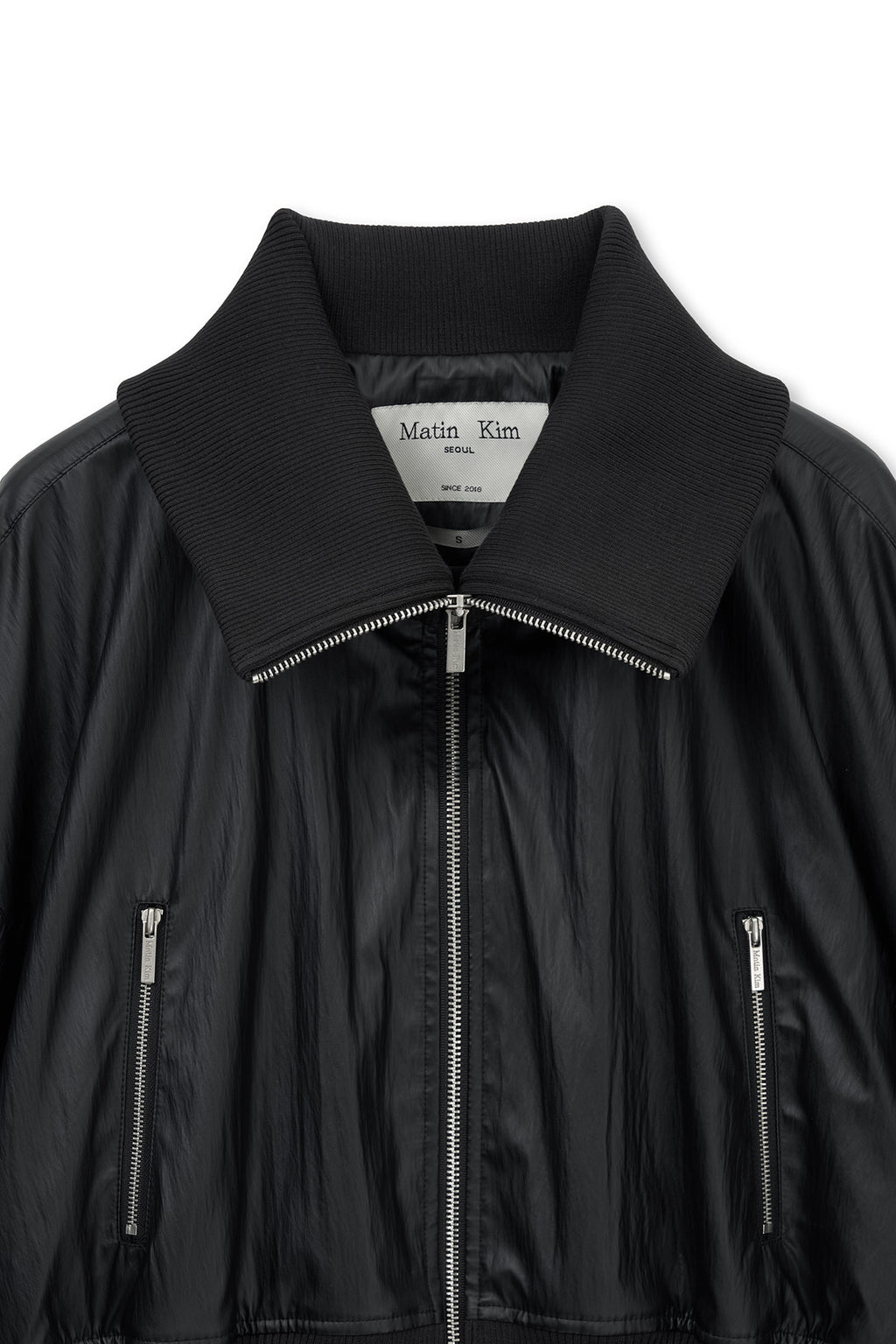 Matinkim Shine Crinkle Zip Blouson IN Black