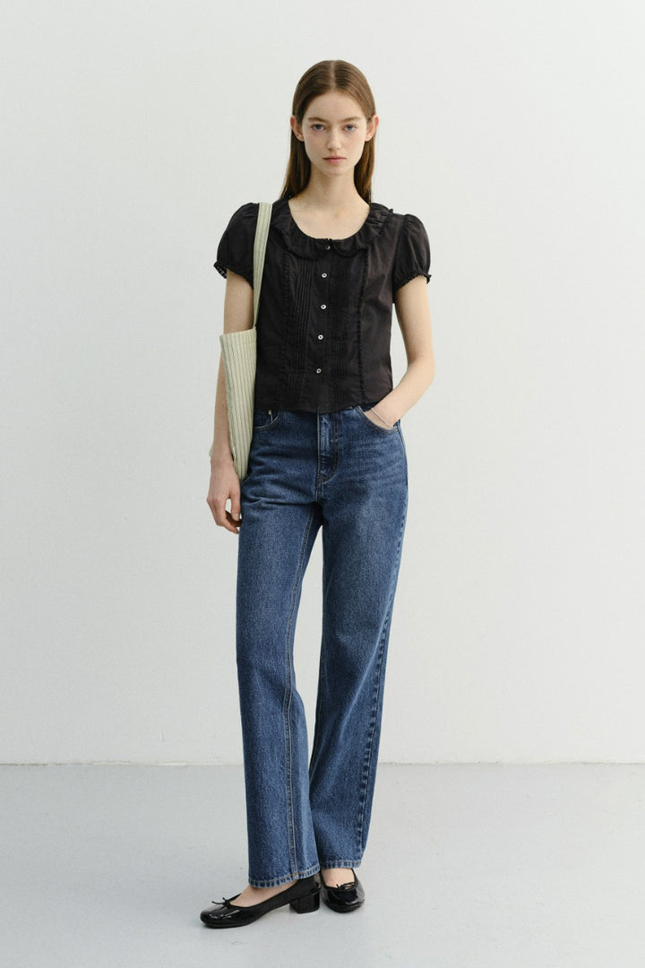 Dunst Frill Collared Blouse Black