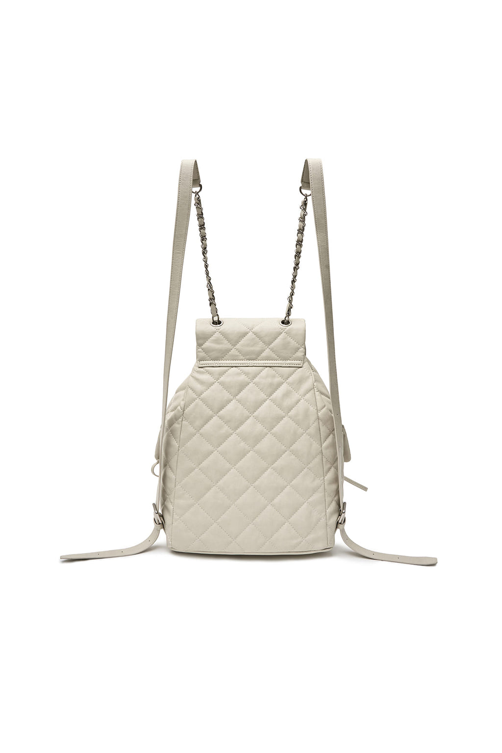 [matinkim] DOUBLE POCKET QUILTING BACKPACK IN LIGHT BEIGE
