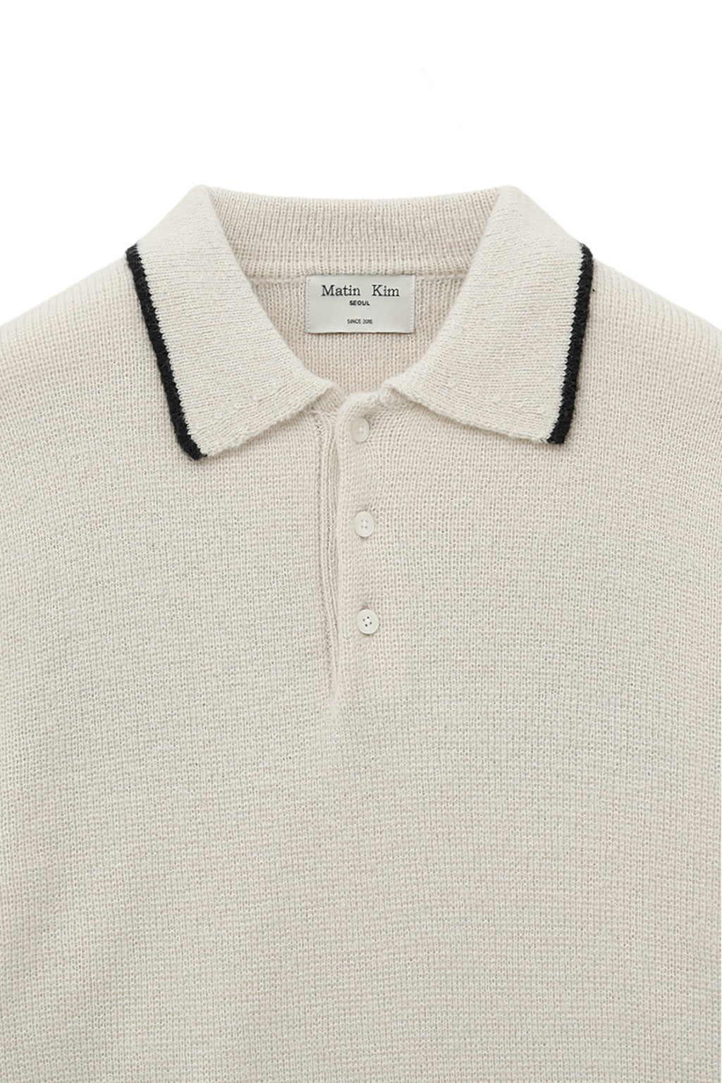 Matinkim Back Logo Collar Knit Top For Men IN Ivory