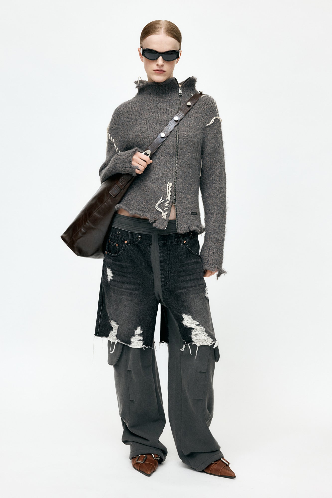 Andersson Bell Unisex Rugged Denim-Inset Sweatpants